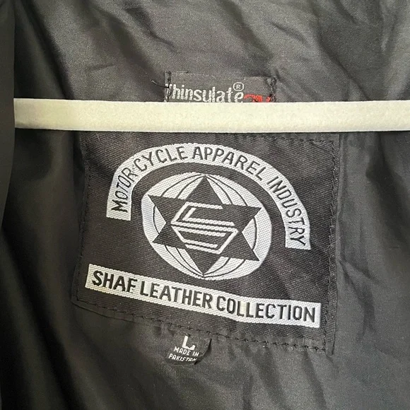 Motorcycle Apparel Industry Shaf Black Motorcycle Leather Jacket Men’s Size L - Picture 8 of 15